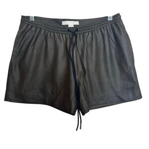 Alexander Wang Brown Lamb Leather Shorts Elastic Drawstring sz 4 EUC